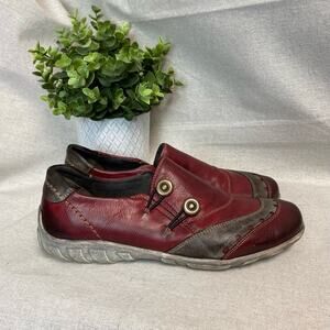 Remonte Antiqued Dark Red Leather Slip On Comfort Shoes Women US 8.5/ EU 39